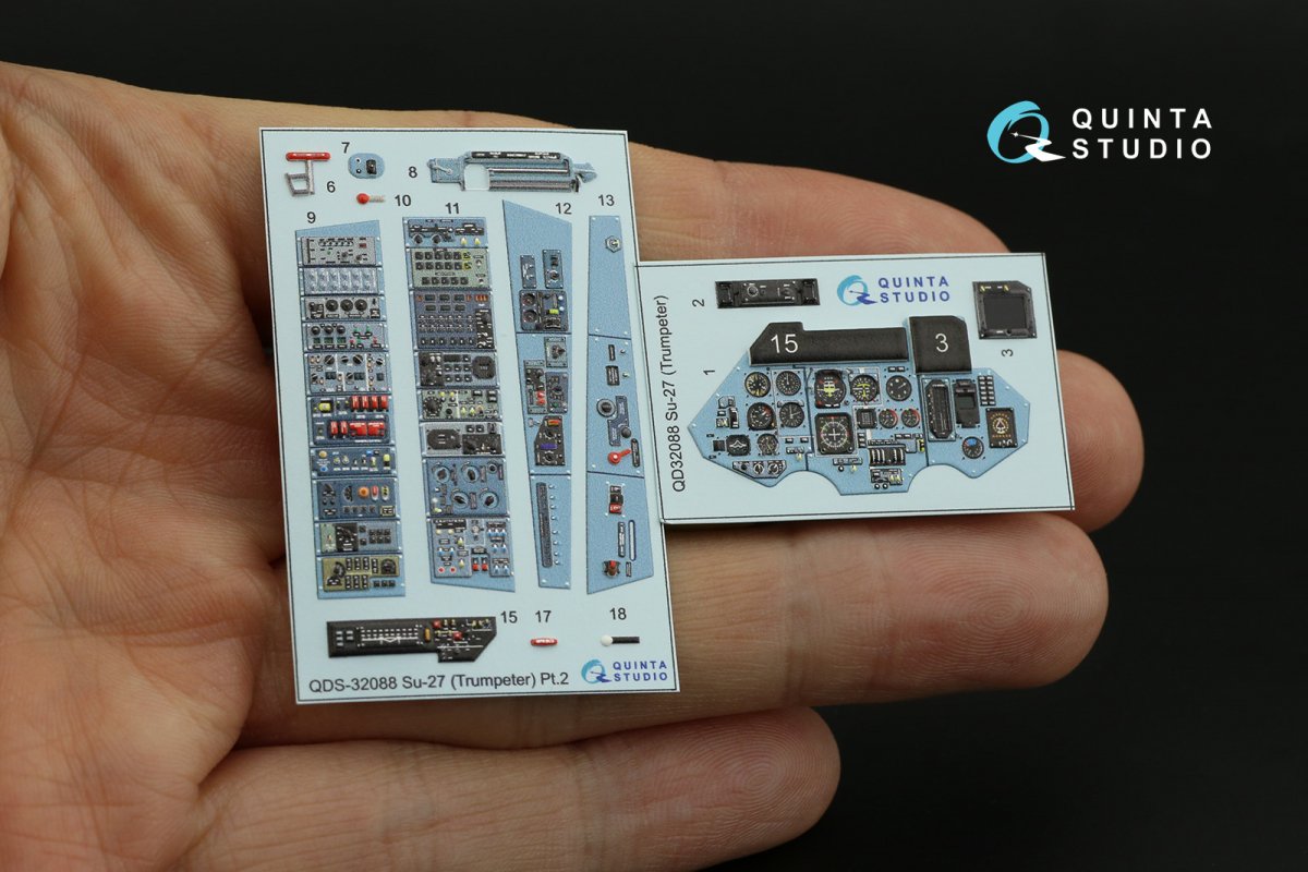 Quinta Studio QDS-32088 Su-27 3D-Printed &amp;amp; coloured Interior on decal paper (Trumpeter) (small version) 1/32 – immagine 8