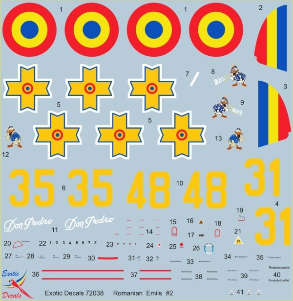 Exotic Decals 72038 Romanian Emils #2 - Messerschmitt Bf 109 E in Romanian Service - Part 2 1/72
