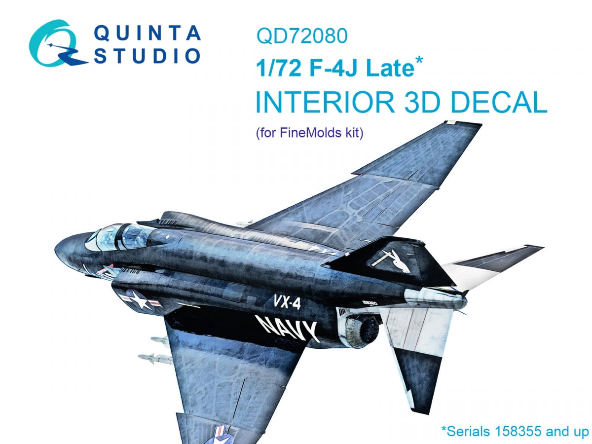 Quinta Studio QD72080 F-4J Late 3D-Printed &amp;amp; coloured Interior on decal paper (Fine Molds) 1/72