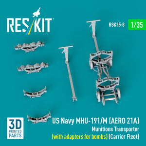 RESKIT RSK35-0008 US NAVY MHU-191/M (AERO 21A) Munitions Transporter (with adapters for bombs) (Carrier Fleet) (3D Printed model kit) 1/35 – imagen 3