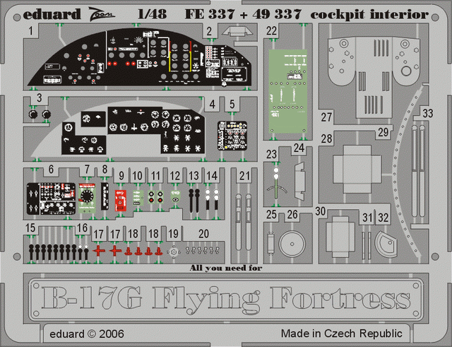 Eduard FE337 B-17G cockpit MONOGRAM, REVELL 1/48