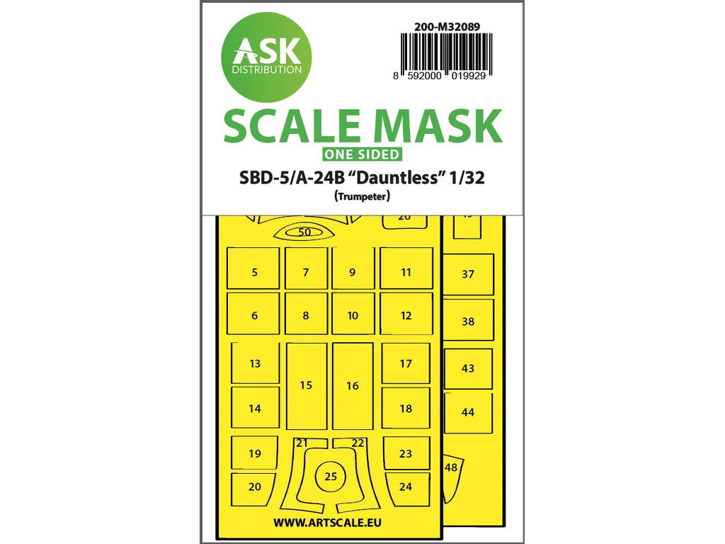 Art Scale Kit M32089 SBD-5/A-24B Dauntless One-Sided Express Fit Mask for Trumpeter 1/32