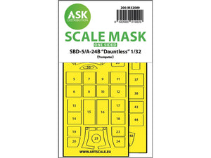 Art Scale Kit M32089 SBD-5/A-24B Dauntless One-Sided Express Fit Mask for Trumpeter 1/32