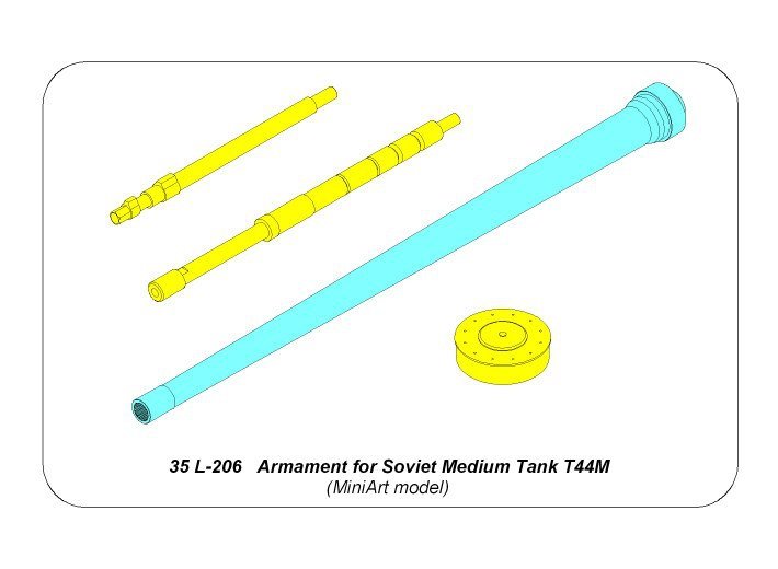 Armement Aber 35L-206 pour char moyen soviétique T44M : canon ZiS-S-53 de 85 mm x1 pièce ; mitrailleuse DTM de 7,62 mm x1 pièce (1/35) – image 6