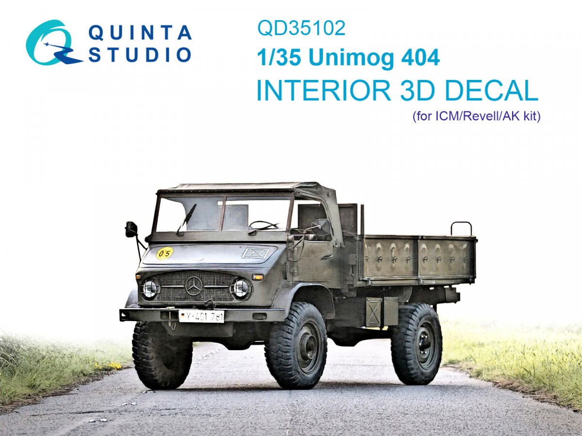 Quinta Studio QD35102 Unimog 404 3D-Printed &amp;amp; coloured Interior on decal paper (ICM) 1/35