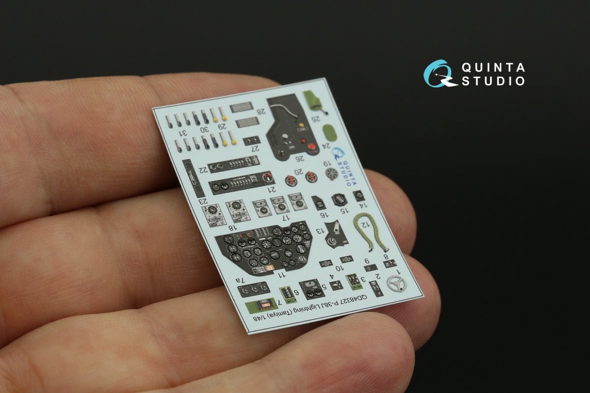 Quinta Studio QD48327 P-38J 3D-Printed &amp;amp; coloured Interior on decal paper (Tamiya) 1/48 – immagine 6