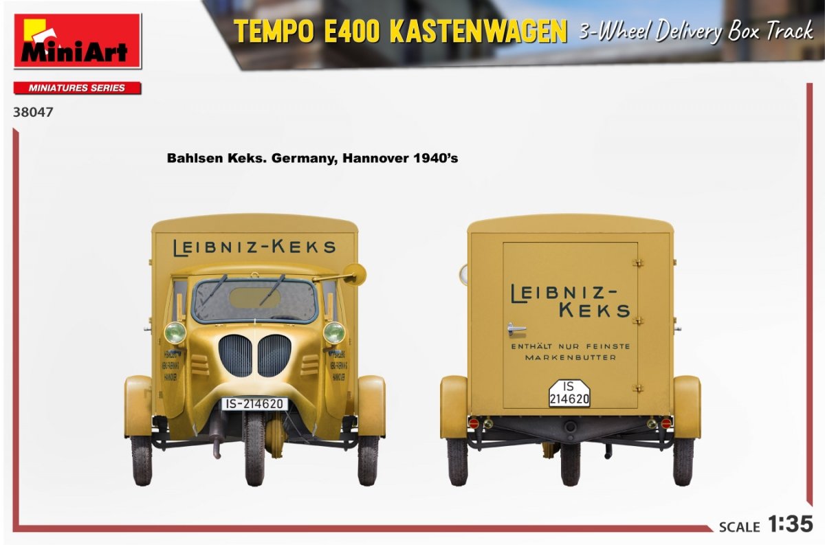 MiniArt 38047 TEMPO E400 KASTENWAGEN 3-WHEEL DELIVERY BOX TRACK 1/35 – immagine 14