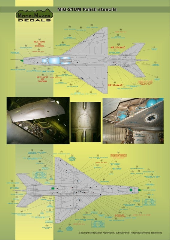 ModelMaker Decals D48020 MiG-21PFM/M/MF/bis/UM Polish stencils 1/48 – image 5