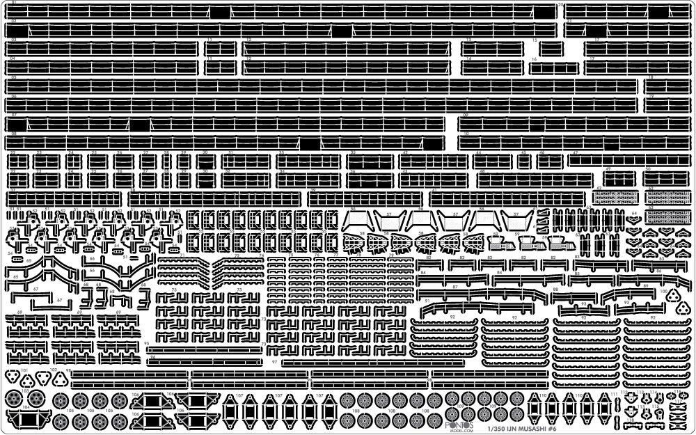 Pontos 37025FN IJN Musashi 1944 Detail up set Advanced Hinoki Tone Deck 1/350 – immagine 15