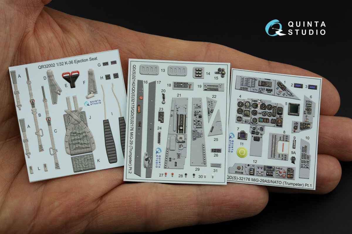 Quinta Studio QD32176 MiG-29A NATO service 3D-Printed &amp;amp; coloured Interior on decal paper (Trumpeter) 1/32 – immagine 2