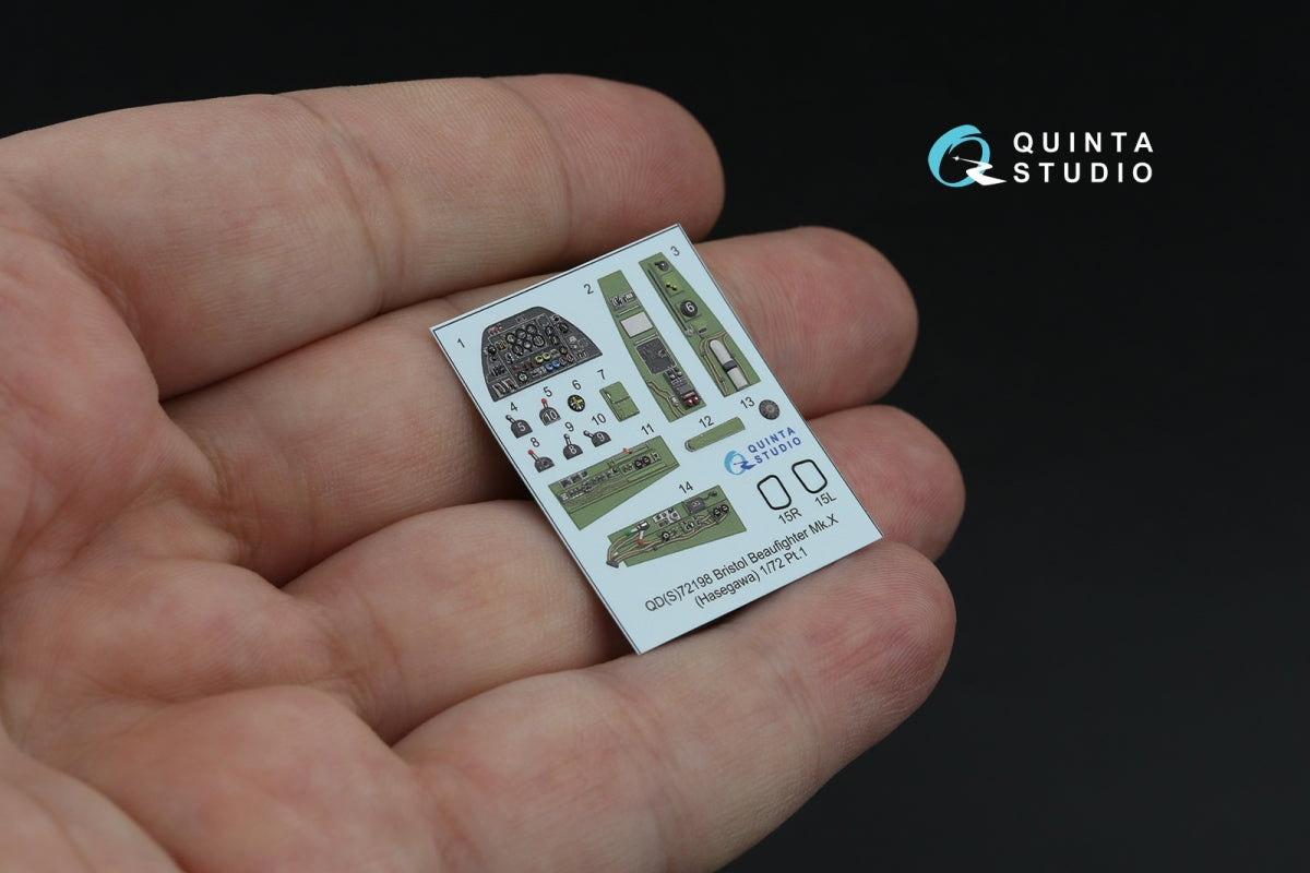 Quinta Studio QD72198 Bristol Beaufighter Mk.X 3D-Printed coloured Interior on decal paper (Hasegawa) 1/72 – Bild 5