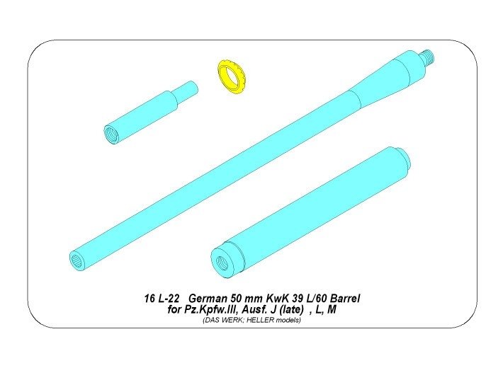 Aber 16L-22 German barrel 50mm KwK 39 L/60 forPz.Kpfw.IIIAusf.J (late), L, M 1/16 – immagine 4
