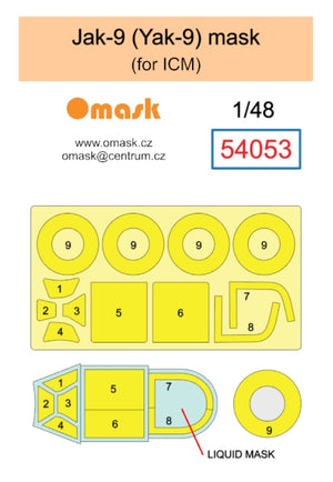 Omask 54053 Jak-9 (Yak-9) mask (for ICM) 1/48 – imagen 2