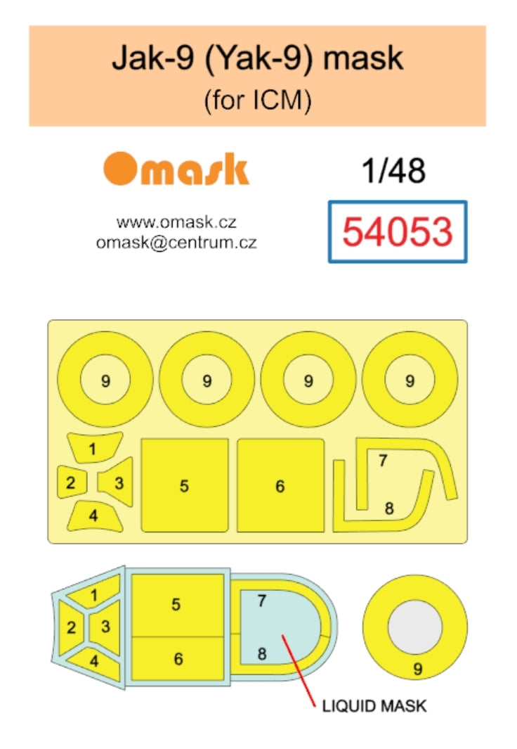 Omask 54053 Jak-9 (Yak-9) mask (for ICM) 1/48 – imagen 2