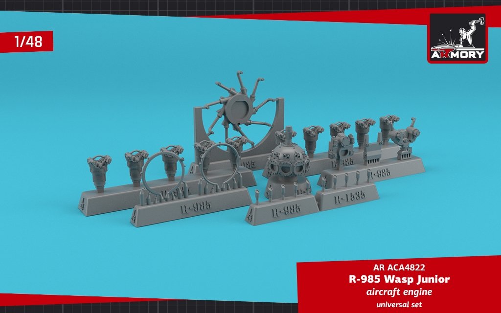 Armory Models ACA4822 R-985 Wasp Junior US aircraft engine 1/48 – Bild 3