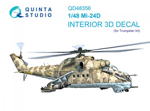 Quinta Studio QD48356 Mi-24D 3D-Printed &amp;amp; coloured Interior on decal paper (Trumpeter) 1/48