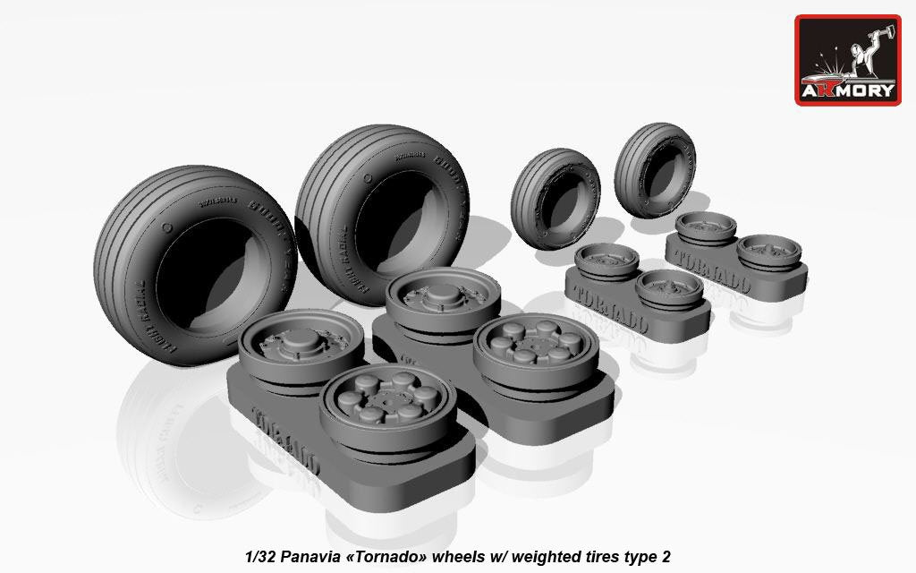 Armory Models AW32501b Panavia Tornado wheels, w/ tyres type “b” (GY) 1/32