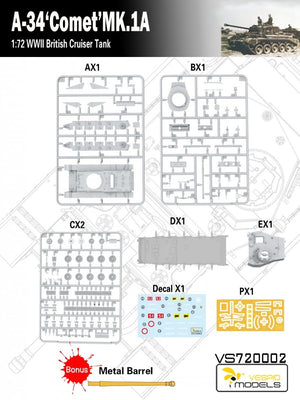 Vespid Models VS720002 A-34 &amp;#39;Comet&amp;#39; MK.1A British Cruiser Tank 1/72 – Bild 6
