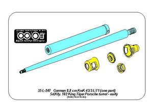 Aber 35L-247 Barrel for German 8,8cm Kw.K 43/3 L/71 (one part) gun used on Tiger B Porsche turret-early 1/35 – immagine 8