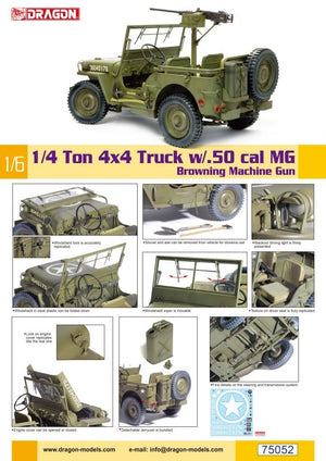 Dragon 75052 1/4 Ton 4x4 Truck w/.50 cal MG 1/6 – immagine 4