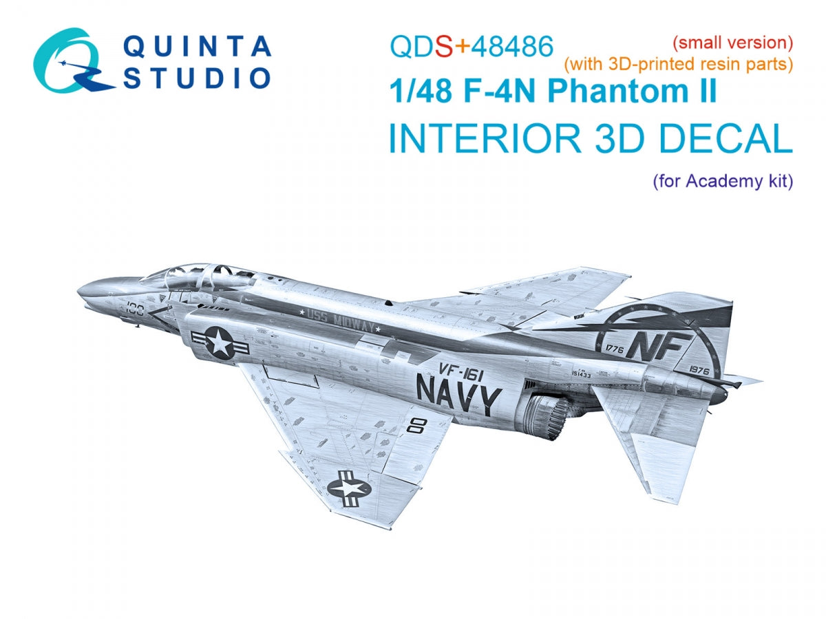 Quinta Studio QDS+48486 F-4N Phantom II 3D-Printed & coloured Interior on decal paper (Academy) (Small version) (with 3D-printed resin parts) 1/48