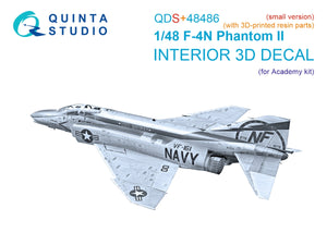 Quinta Studio QDS+48486 F-4N Phantom II 3D-Printed &amp;amp; coloured Interior on decal paper (Academy) (Small version) (with 3D-printed resin parts) 1/48