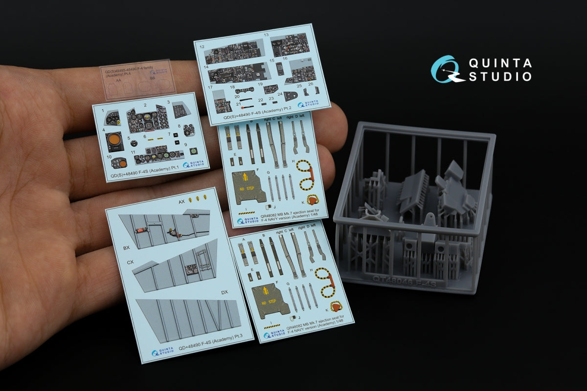 Quinta Studio QD+48490 F-4S Phantom II Intérieur imprimé en 3D et coloré sur papier décalcomanie (Academy) (avec pièces en résine imprimées en 3D) 1/48 – image 2