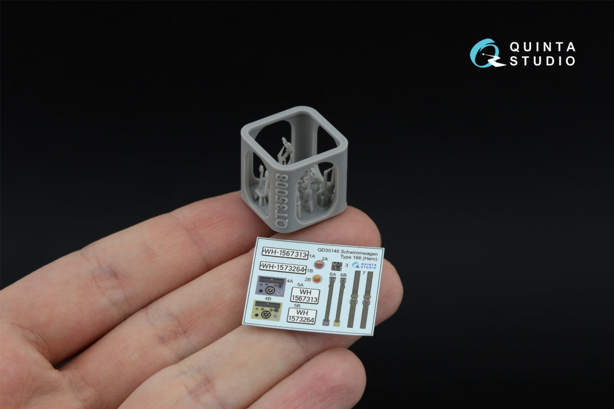 Quinta Studio QD+35146 Schwimmwagen Type 166 3D-Printed &amp; coloured Interior on decal paper (Hero) (with 3D-printed resin parts) 1/35