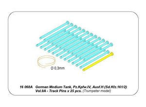 Aber 16068A Panzer IV track link pins x 25 pcs. 1/16 – imagen 9