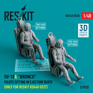 RESKIT RSF48-0038 OV-10A Bronco pilots sitting in ejection seats (only for RESKIT RSU48-0327) (2 pcs) (3D Printed) 1/48