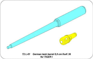 Aber 72L-01 Lufa 8,8cm KWK 36 do niemieckiego czołgu Tiger I / German tank barrel 8,8cm KwK 36 for Tiger I 1/72 – Bild 5