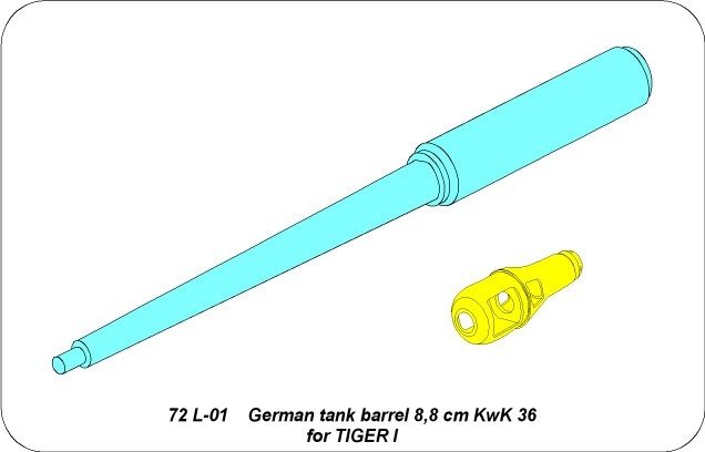 Aber 72L-01 Lufa 8,8cm KWK 36 do niemieckiego czołgu Tiger I / German tank barrel 8,8cm KwK 36 for Tiger I 1/72 – Bild 5