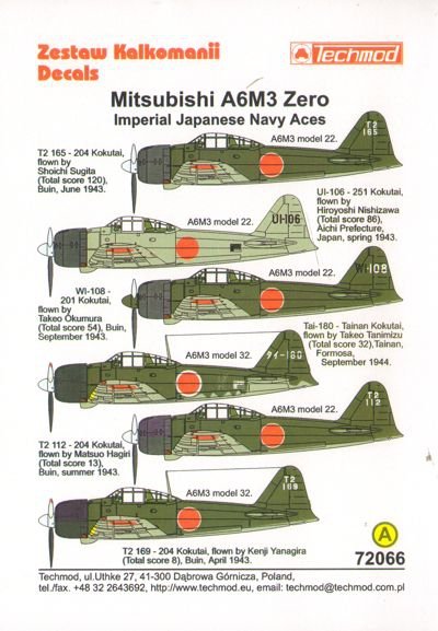 Techmod 72066 A6M3 Zero 1/72