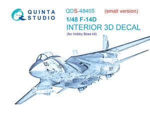 Quinta Studio QDS-48405 F-14D 3D-Printed &amp;amp; coloured Interior on decal paper (Hobby Boss) (Small version) 1/48