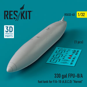 RESKIT RSU32-0063 330 gallon FPU-8/A fuel tank for F/A-18 (A,B,C,D) &amp;quot;Hornet&amp;quot; (1 pcs) (3D Printed) 1/32