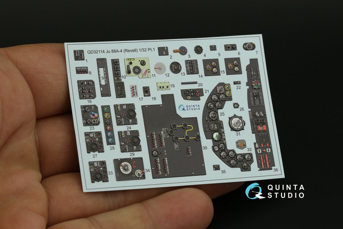 Quinta Studio QD32114 Ju 88A-4 3D-Printed &amp;amp; coloured Interior on decal paper ( Revell ) 1/32 – Bild 11