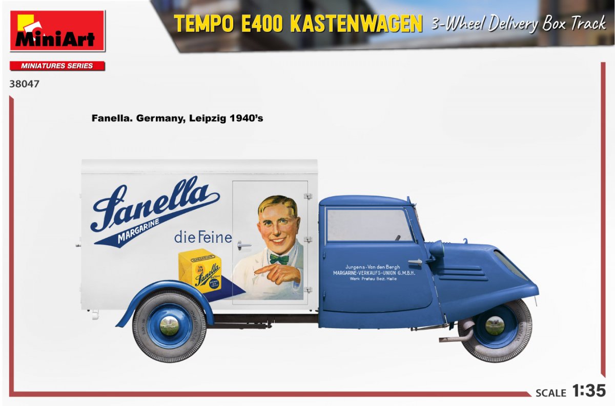 MiniArt 38047 TEMPO E400 KASTENWAGEN 3-WHEEL DELIVERY BOX TRACK 1/35 – immagine 15