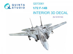 Quinta Studio QD72061 F-14B 3D-Printed &amp;amp; coloured Interior on decal paper (GWH) 1/72