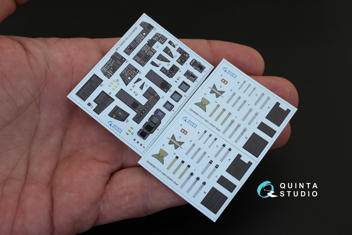 Quinta Studio QD48112 F-15I 3D-Printed &amp;amp; coloured Interior on decal paper (for GWH kit) 1/48 – immagine 3