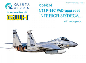 Quinta Studio QD48214 F-15C PAD-upgraded 3D-Printed &amp;amp; coloured Interior on decal paper with resin parts (GWH) 1/48