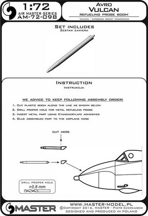 Master AM-72-098 Avro Vulcan - Refueling Probe Boom 1/72 – immagine 3