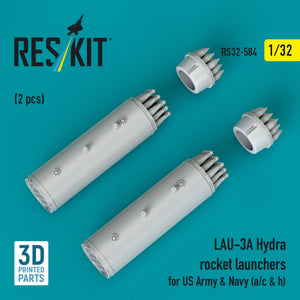 RESKIT RS32-0584 LAU-3A Hydra rocket launchers for US Army &amp; Navy (a/c &amp; h) (2 pcs) (3D Printed) 1/32