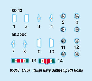 Trumpeter 05318 Italian Navy Battleship RN Roma 1/350 – immagine 4
