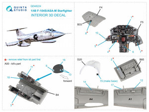 Quinta Studio QD48224 F-104S/ASA-M 3D-Printed &amp;amp; coloured Interior on decal paper (Kinetic) 1/48 – Bild 2