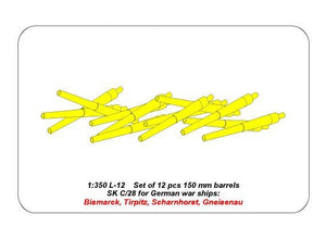 Aber 350L-12 Set of 12 pcs 150 mm barrels for German ships: Bismarck, Tirpitz, Scharnhorst, Gneisenau 1/350 – imagen 5