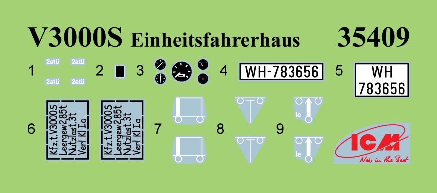 ICM 35409 V3000S Einheitsfahrerhaus WWII German Truck 1/35 – immagine 12