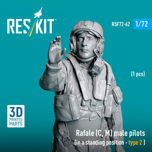 RESKIT RSF72-0062 Rafale (C, M) male pilot (in a standing position - type 2) (1 pcs) (3D Printed) 1/72