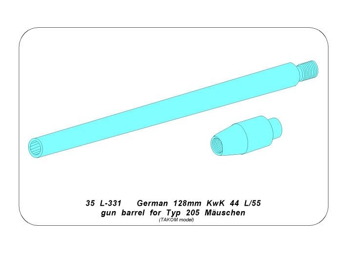 Aber 35L-331 Barrel 128mm KwK 44 L/55 for Typ 204 Mauschen / Barrel 128mm KwK 44 L/55 for Typ 204 Mauschen (Takom) 1/35