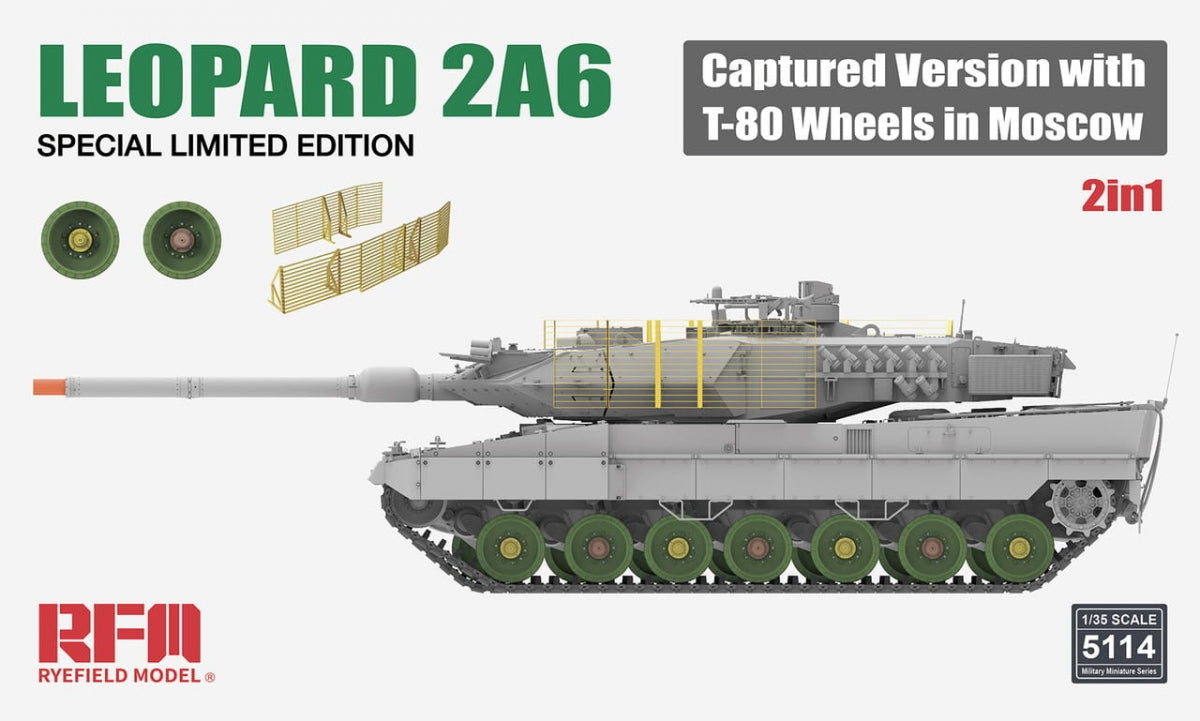 Rye Field Model 5114 Leopard 2A6 Captured Version with T-80 Wheels in Moscow 1/35