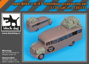 Ensemble d&amp;#39;accessoires Black Dog T35171 Opel Blitz 3.6-47 Omnibus 1/35